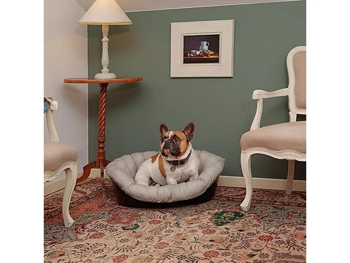 Ferplast Ovales Zweisitzer Haustiersofa, Grau, 73×55×27 cm