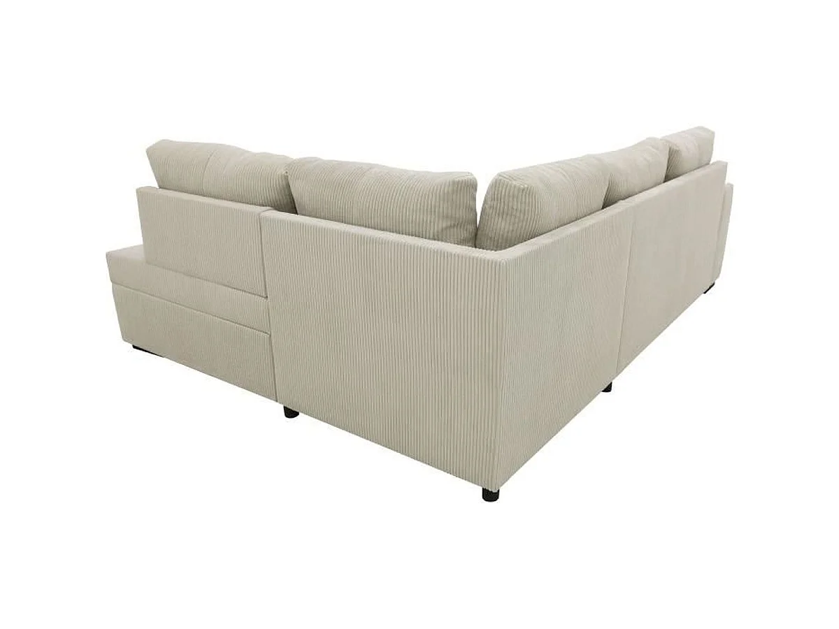 Canapé d'angle convertible CASAPY NIRVANA 4 places velours côtelé perle L247 x P183 x H87