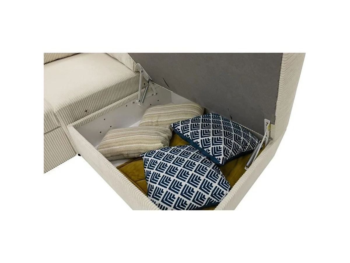 Canapé d'angle convertible CASAPY NIRVANA 4 places velours côtelé perle L247 x P183 x H87
