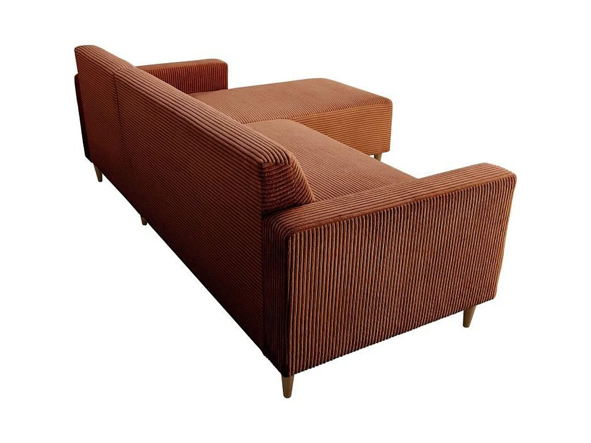 Canapé d'angle fixe réversible CASAPY BOB 3 places en velours côtelé terracotta