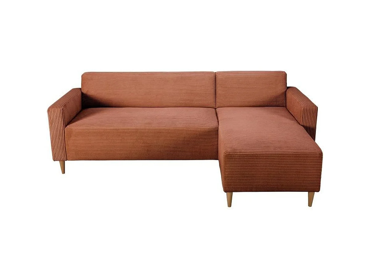 Canapé d'angle fixe réversible CASAPY BOB 3 places en velours côtelé terracotta