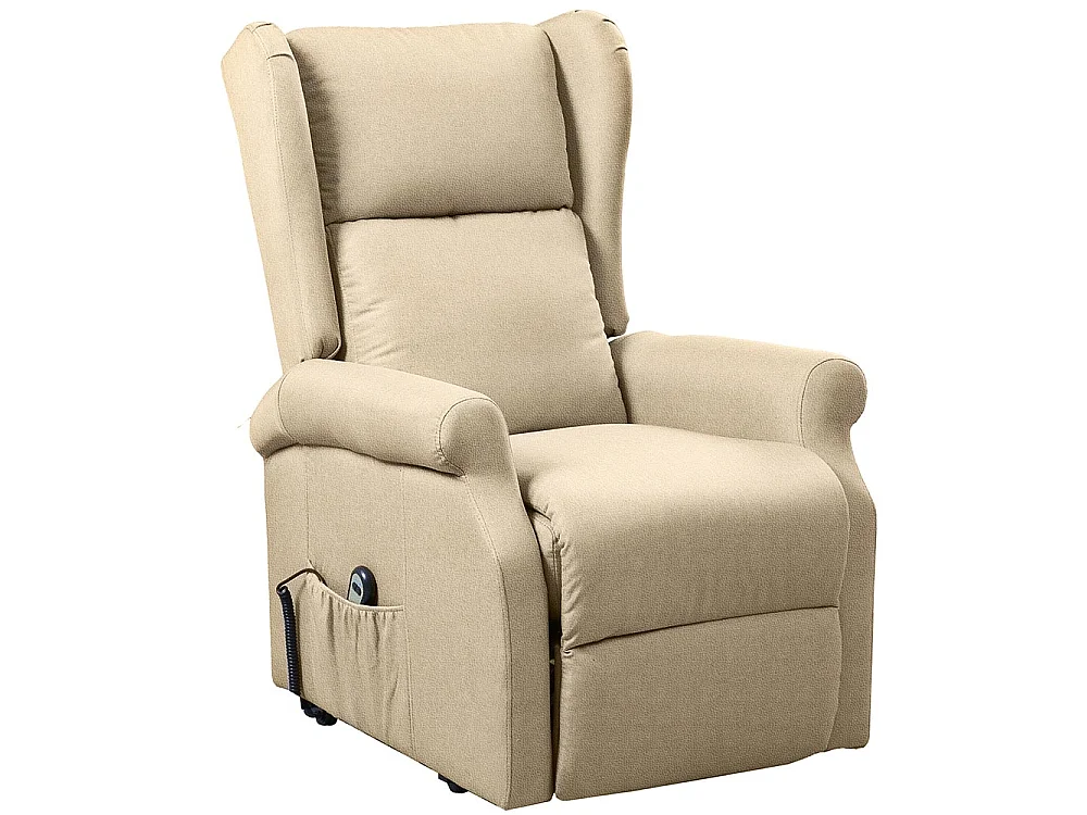 Poltrona Alzapersona Elettrica Motorizzata Reclinabile Ecopelle Beige Anziani