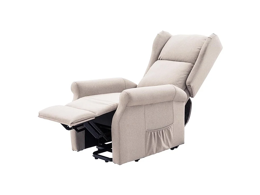 Poltrona Alzapersona Elettrica Motorizzata Reclinabile Tessuto Beige Anziani
