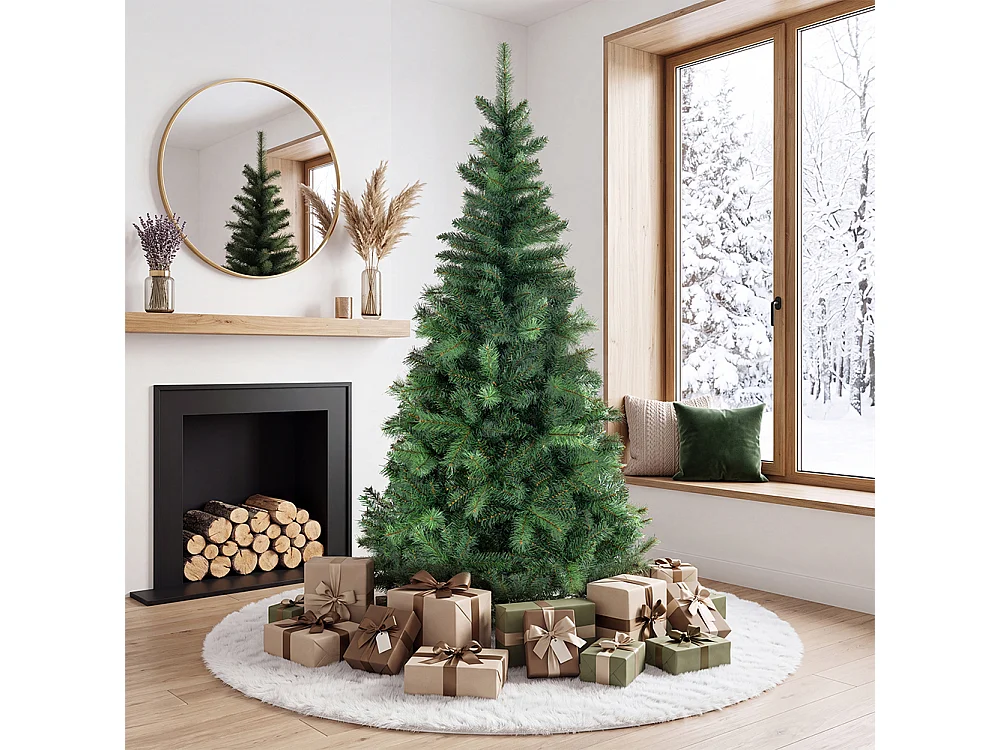 Albero di Natale 180cm Canadese Verde con 554 Punte Folto Decorazione Foltissima