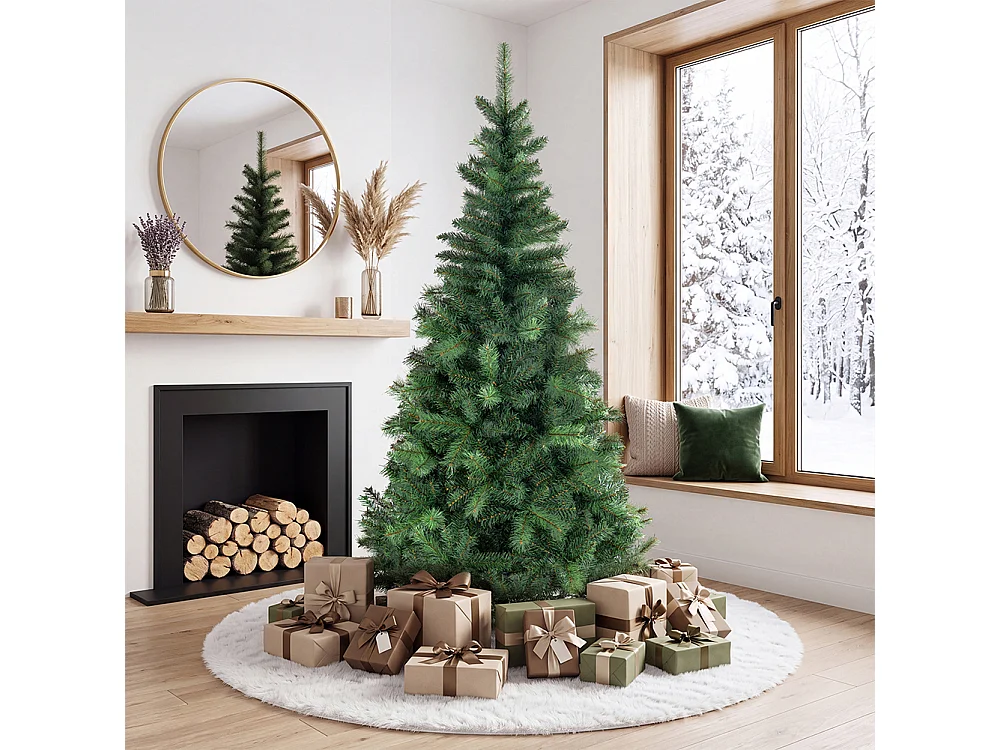 Albero di Natale 210cm Canadese Verde con 683 Punte Folto Decorazione Foltissima