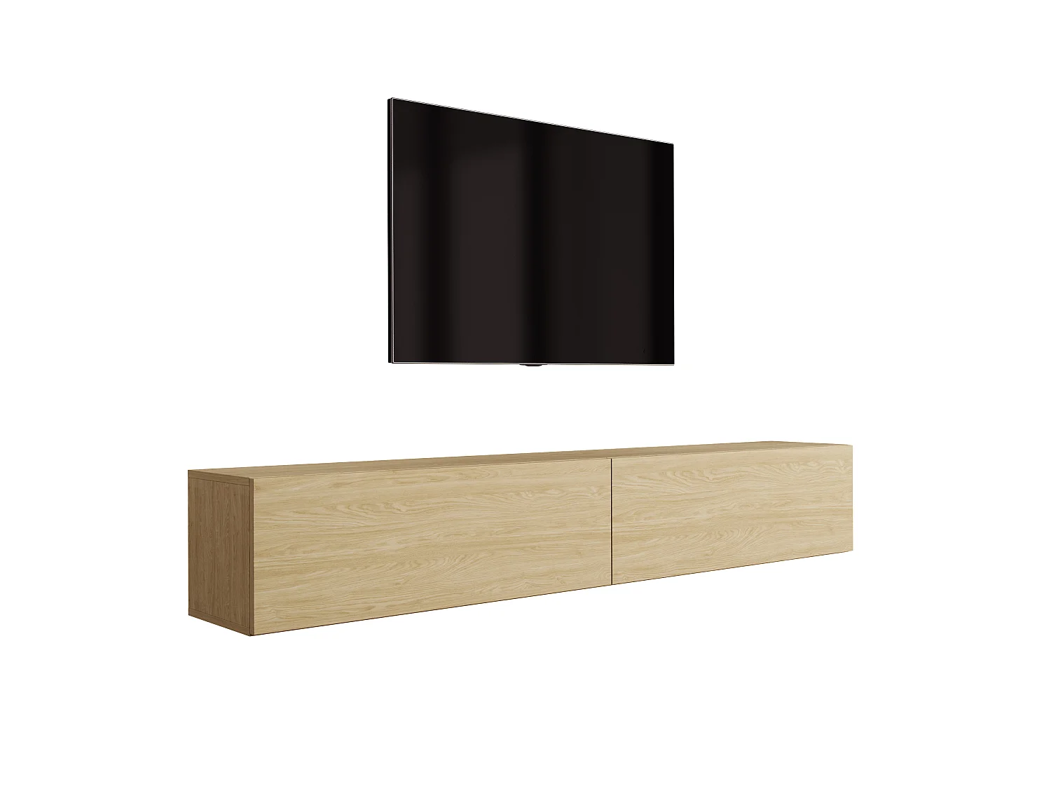 Meuble TV suspendu, Chêne Huilé, 200 x 32 x 34 cm