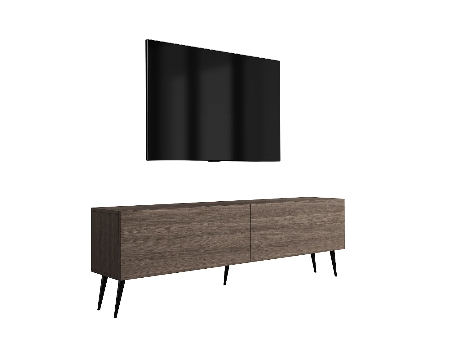 Meuble TV avec pieds inclinés noirs, Chêne Dunin, 170 x 32 x 52 cm