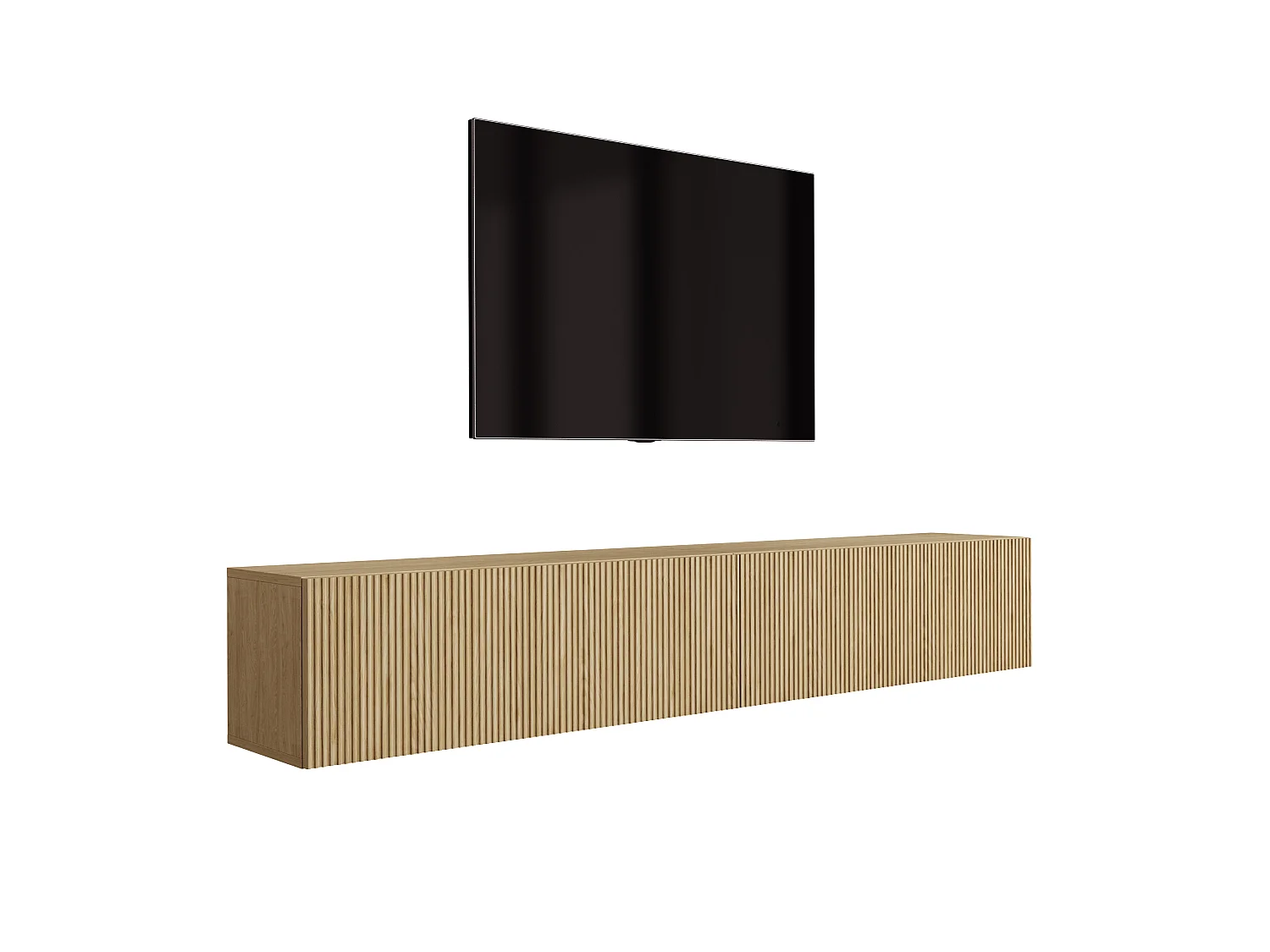 Geolied eikenhouten tv-meubel, 200 x 32 x 34 cm