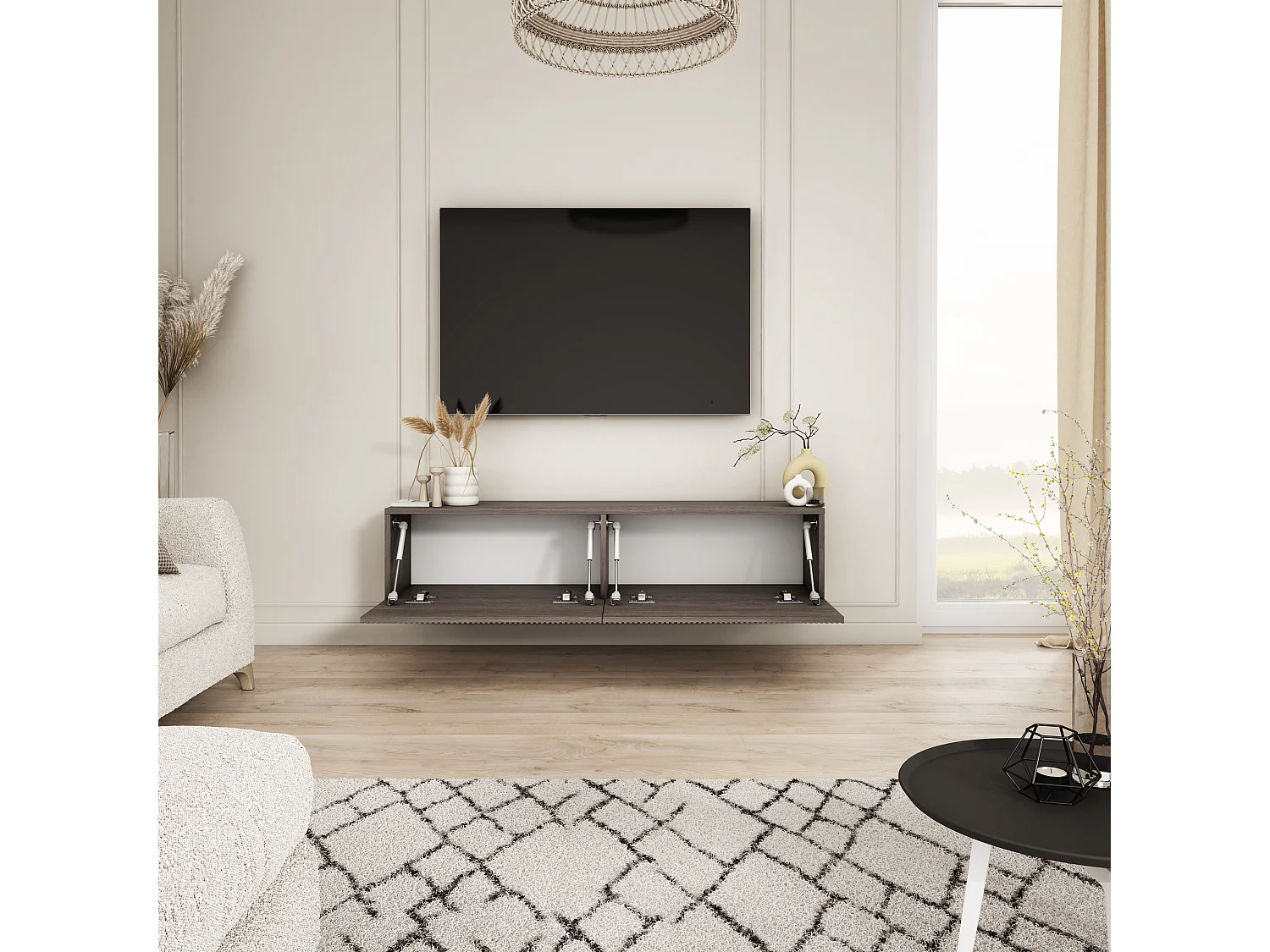Dunin eikenhouten tv-meubel, 100 x 32 x 34 cm