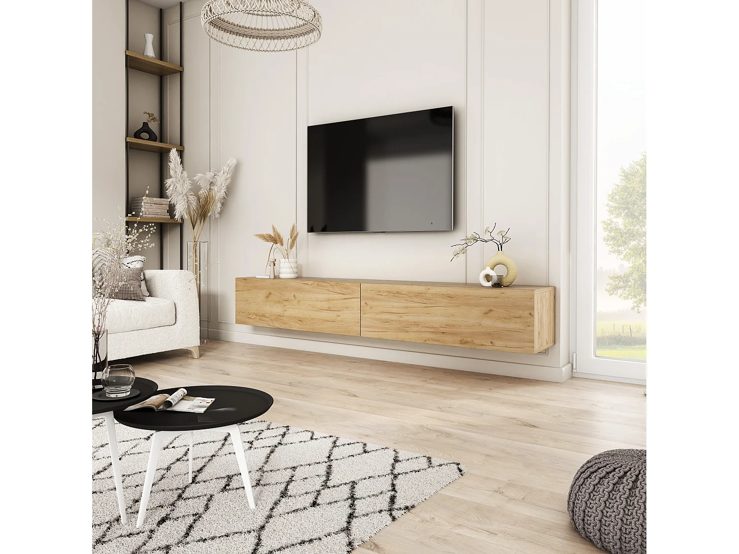 Wandmeubel voor tv, Craft Eik, 200 x 32 x 34 cm