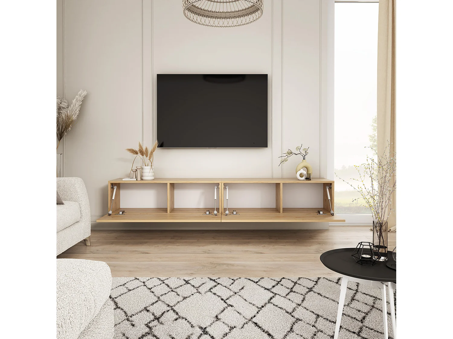 Wandmeubel voor tv, Craft Eik, 200 x 32 x 34 cm