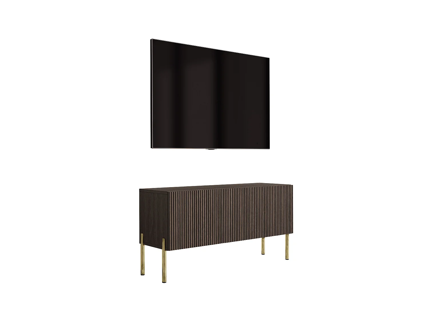 Mobile TV rovere Dunin, gambe diritte dorate, 100 x 32 x 52 cm