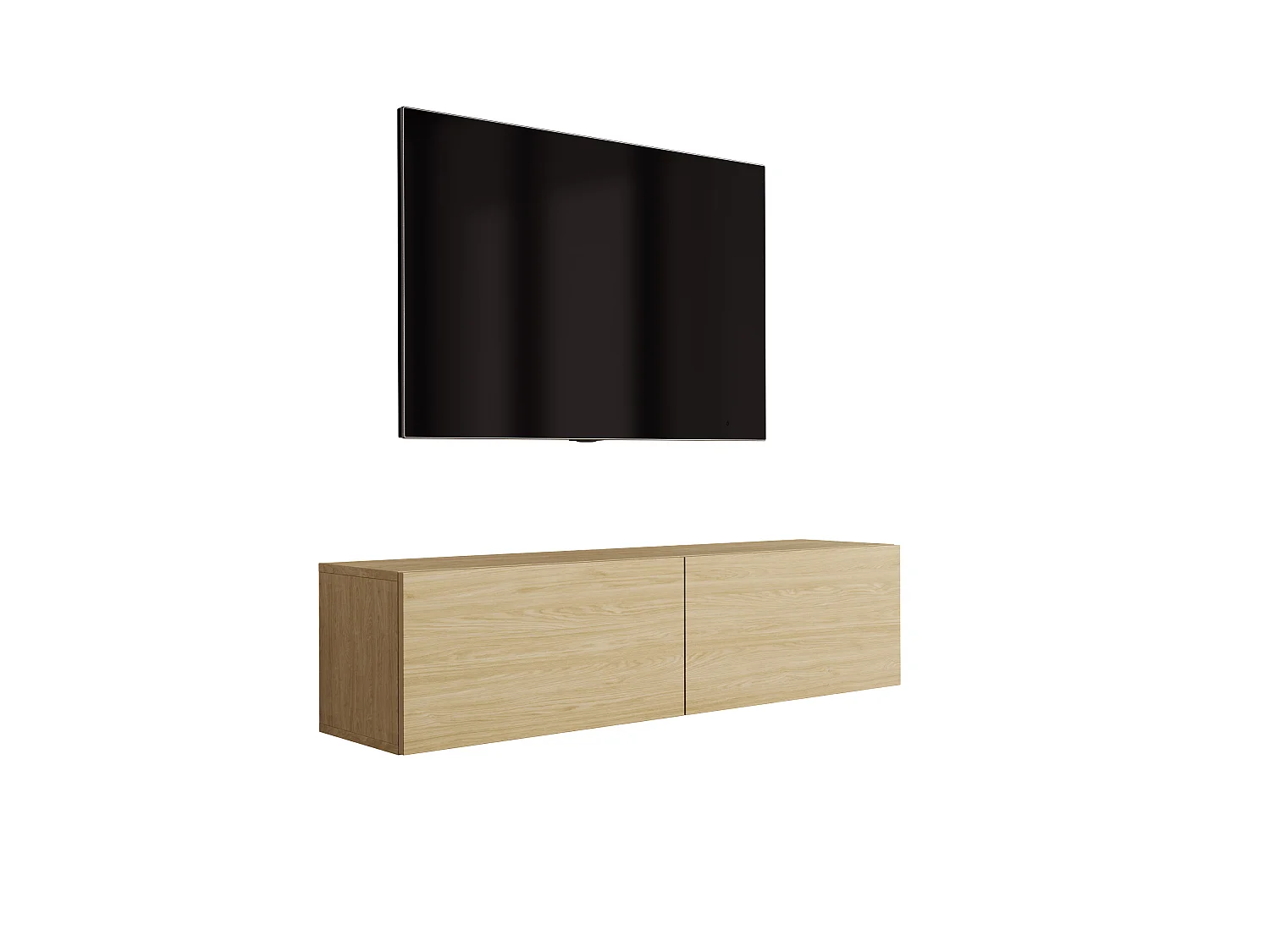 Meuble TV suspendu, Chêne Huilé, 140 x 32 x 34 cm