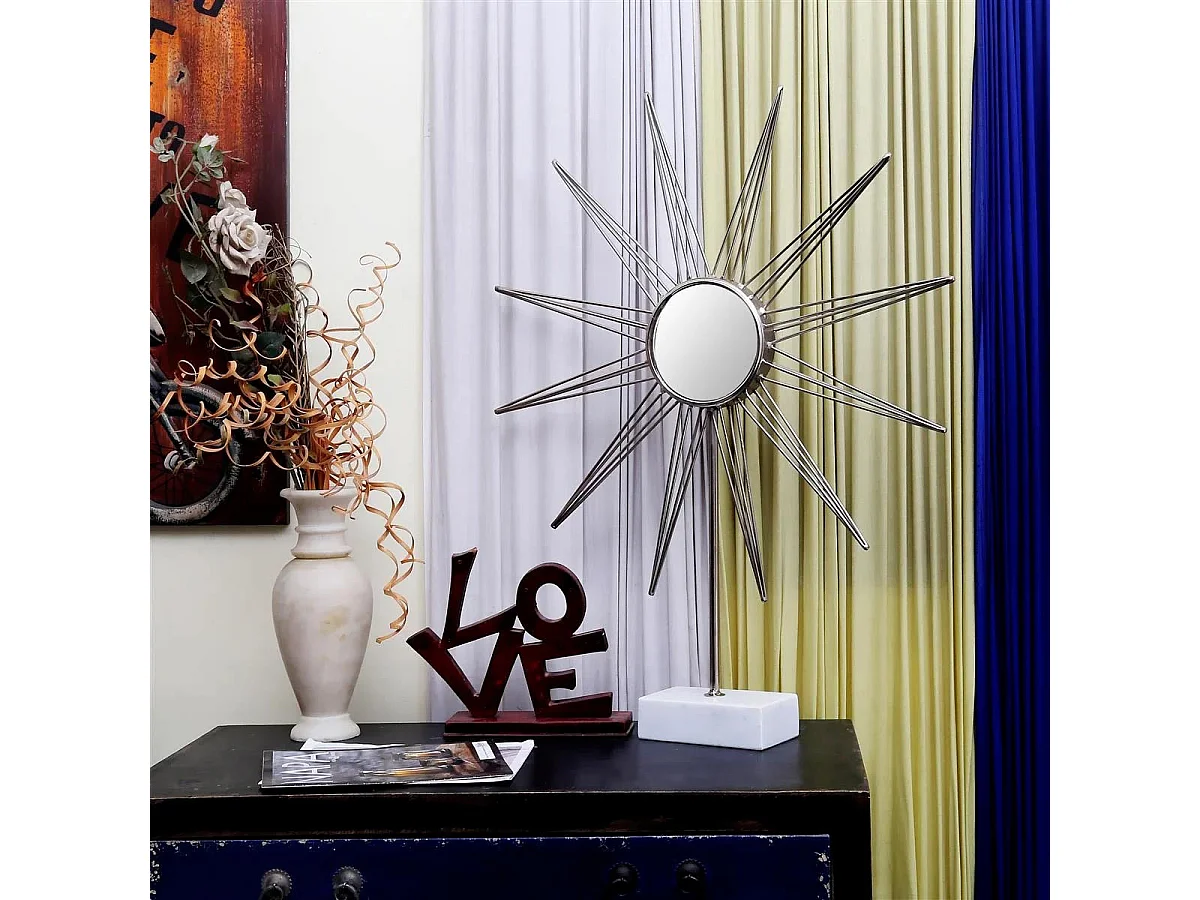 Déco Soleil à Poser "Ajey" 75cm Argent & Blanc
