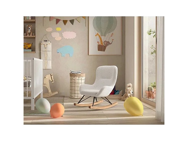 Fauteuil à Bascule Bouclette "Rocky" 68cm Blanc
