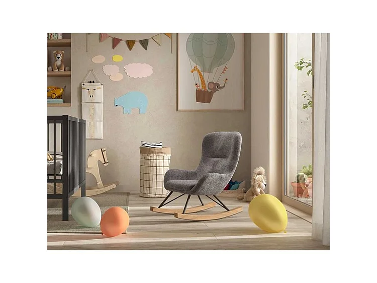 Fauteuil à Bascule Bouclette "Rocky" 68cm Anthracite