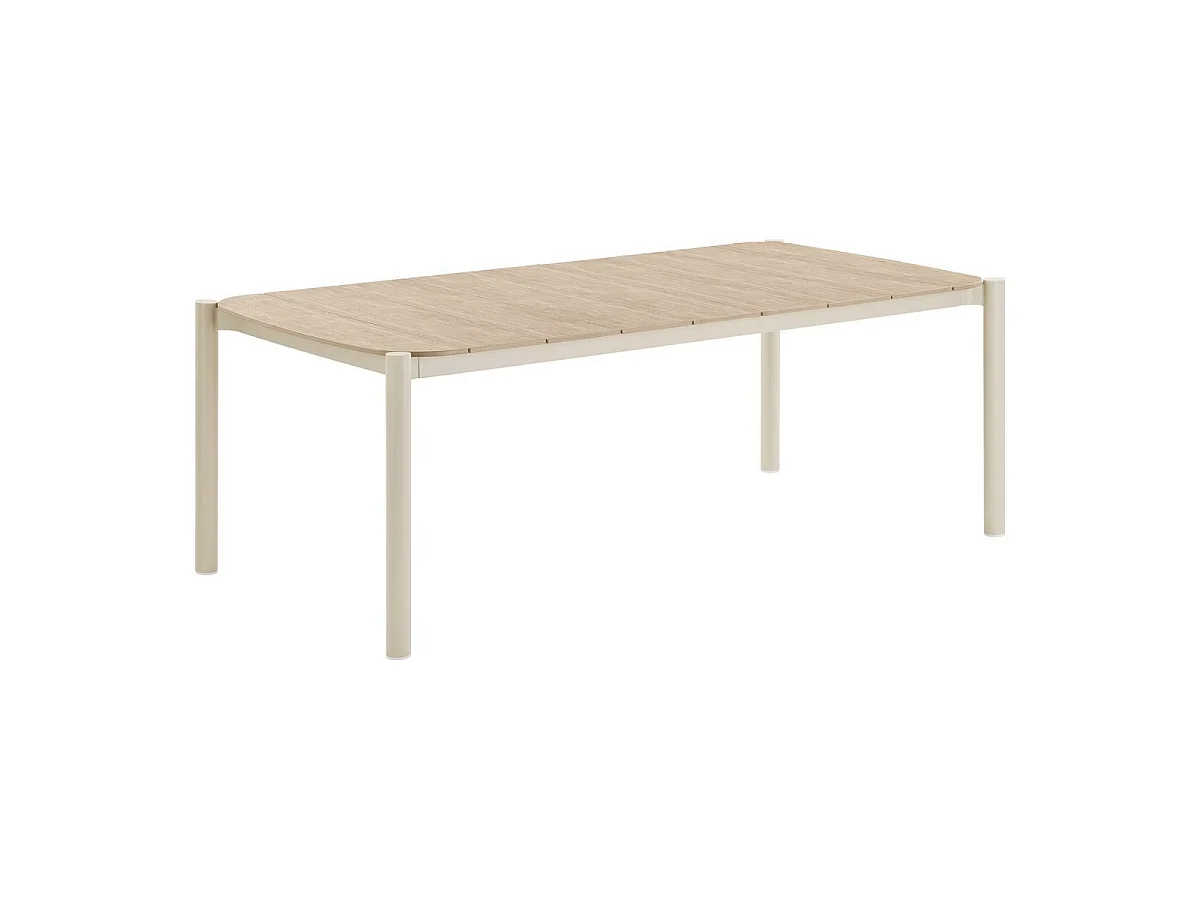 Table de jardin rectangulaire en aluminium plateau polyéthylène aspect bois - ABELINA