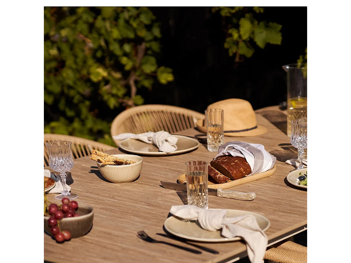Table de jardin rectangulaire en aluminium plateau polyéthylène aspect bois - ABELINA