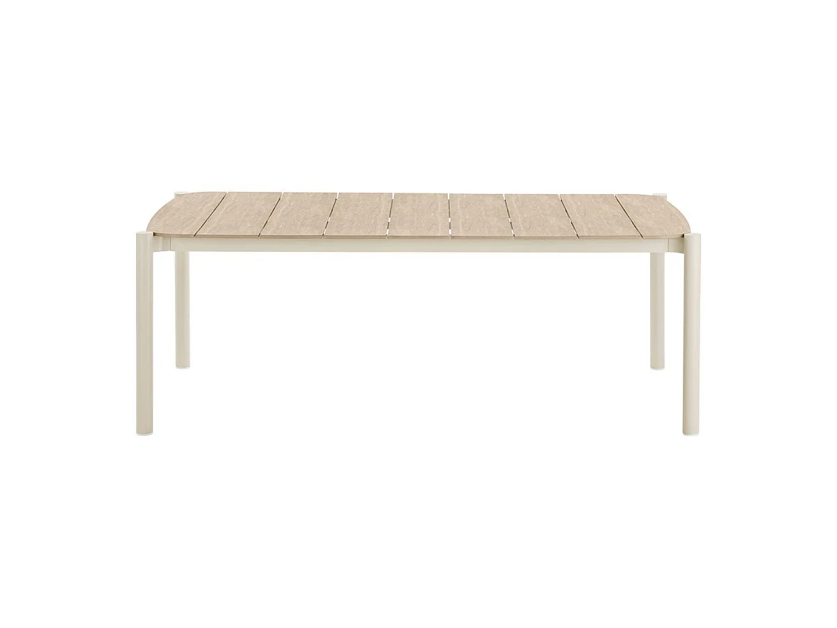 Table de jardin rectangulaire en aluminium plateau polyéthylène aspect bois - ABELINA