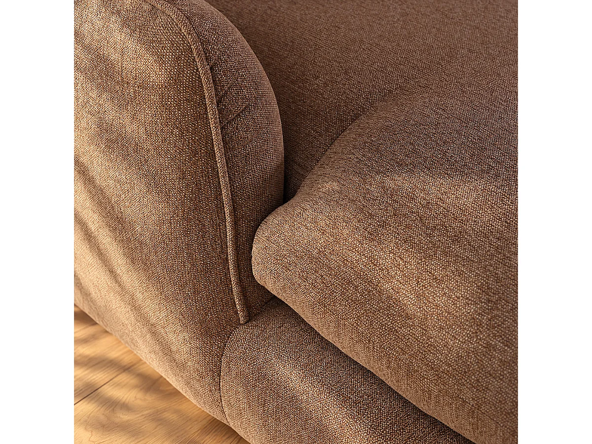 Canapé modulable angle gauche 3 places en tissu texturé marron chiné LEOPOLD