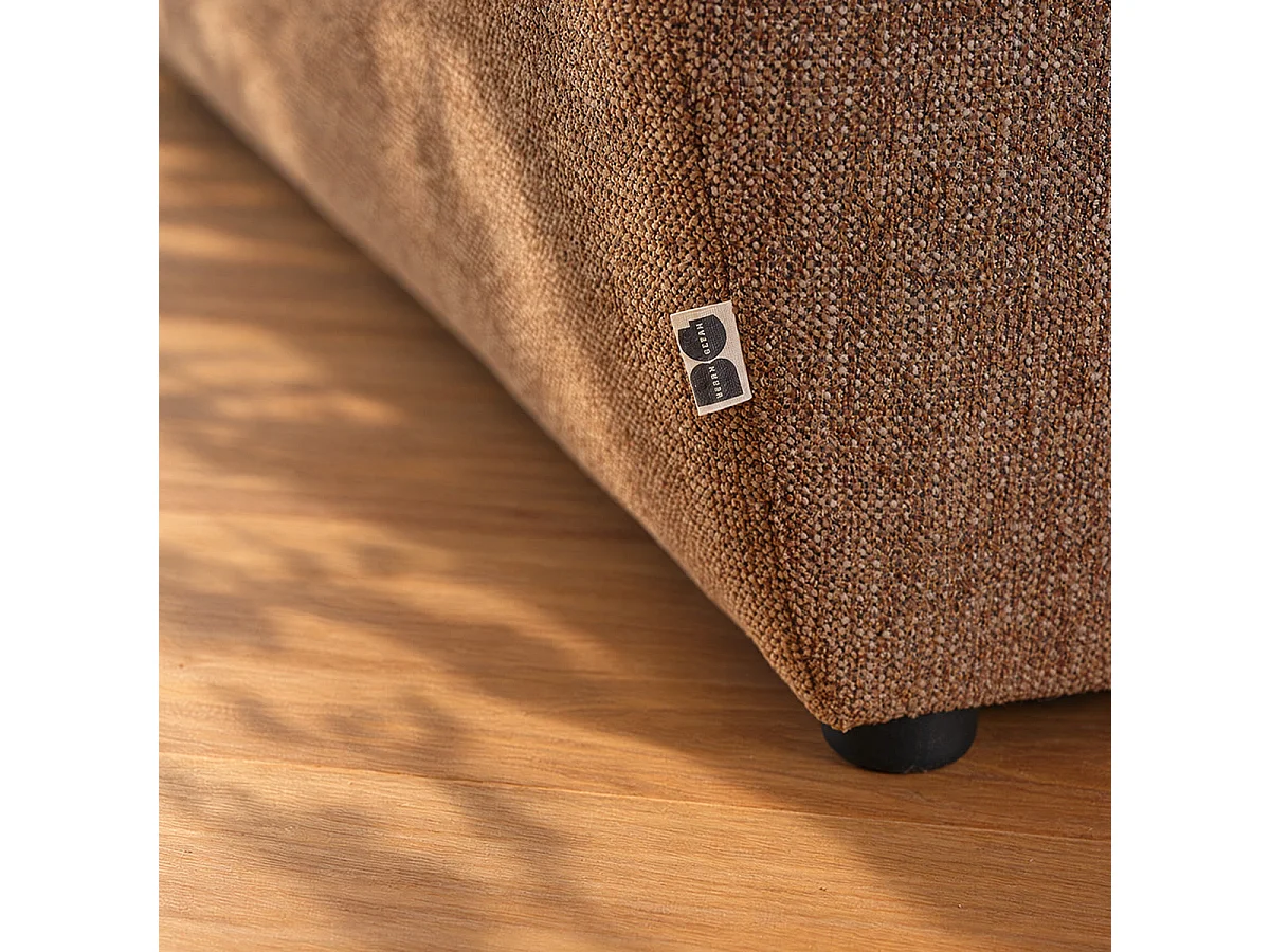 Canapé modulable angle gauche 3 places en tissu texturé marron chiné LEOPOLD