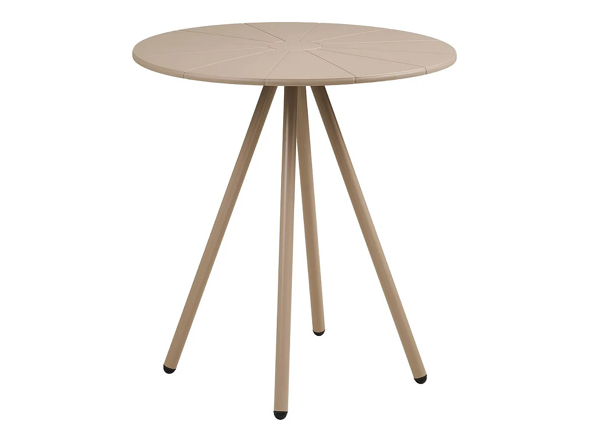Table de jardin Ø70cm plateau en polypropylène pieds en métal beige  - MAZALINE