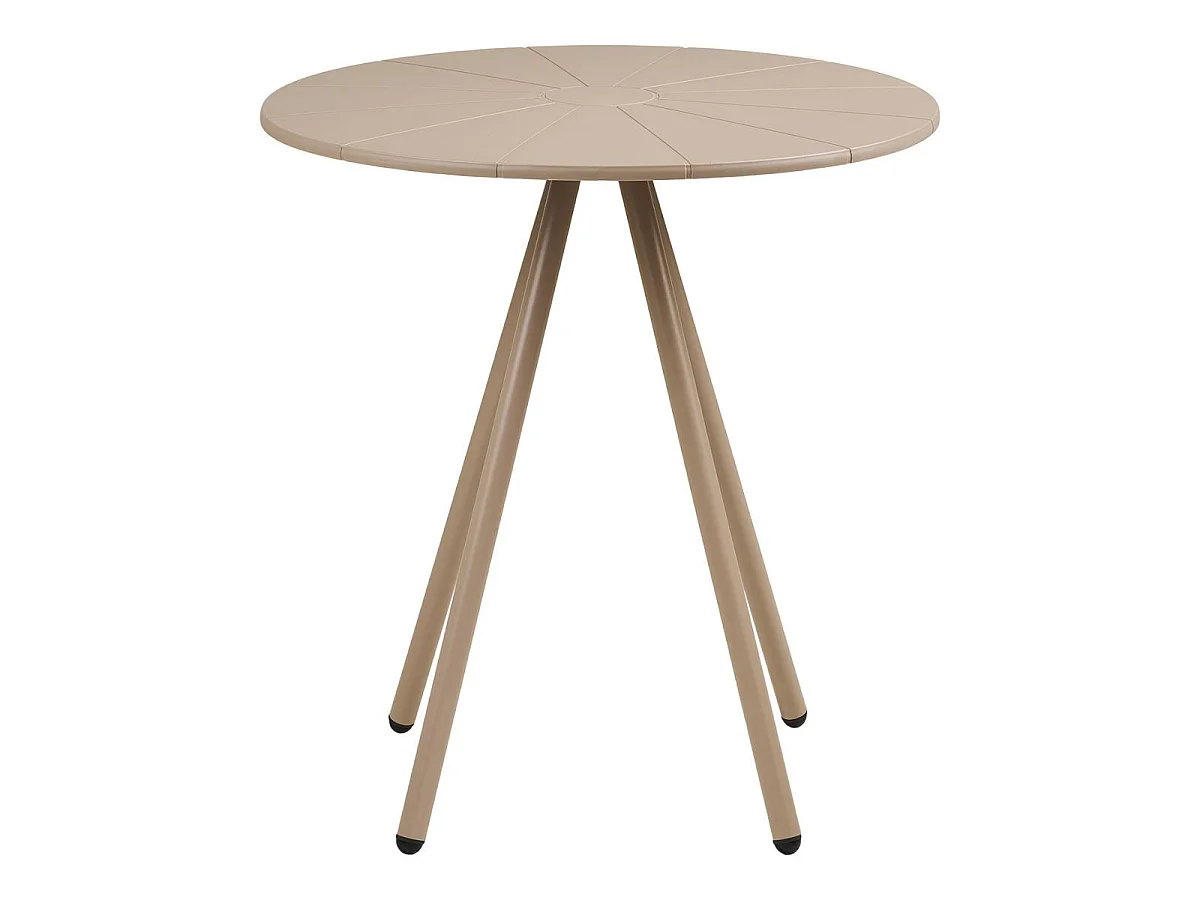 Table de jardin Ø70cm plateau en polypropylène pieds en métal beige  - MAZALINE