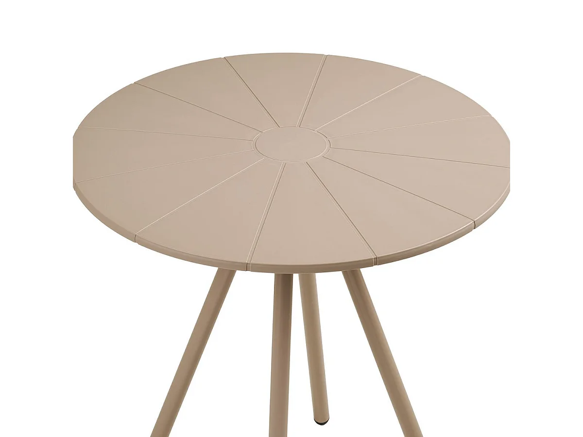 Table de jardin Ø70cm plateau en polypropylène pieds en métal beige  - MAZALINE