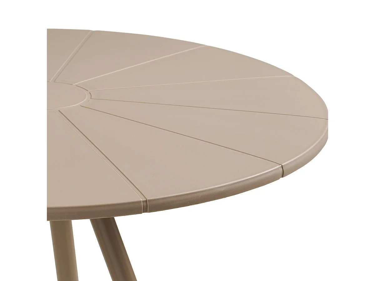 Table de jardin Ø70cm plateau en polypropylène pieds en métal beige  - MAZALINE