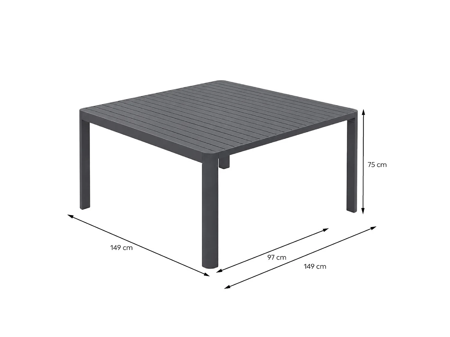 Uitschuifbare aluminium tuinset voor 6 tot 8 personen Donkergrijs FLORENCIA
