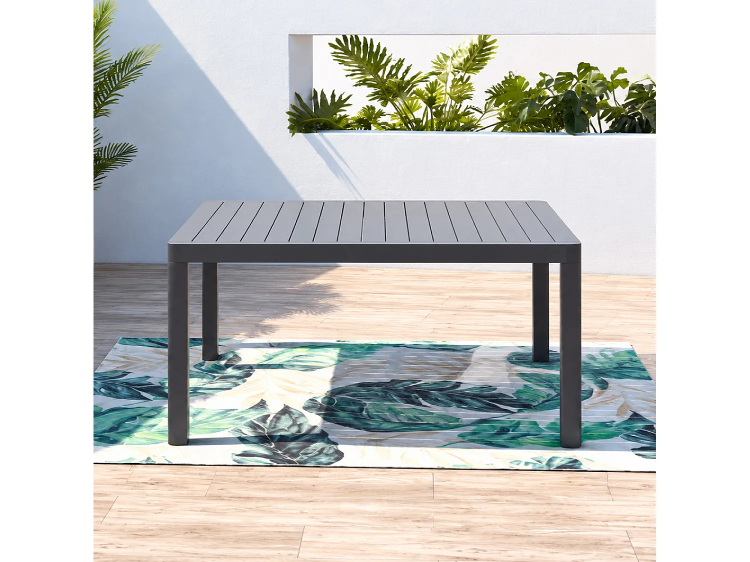Uitschuifbare aluminium tuinset voor 6 tot 8 personen Donkergrijs FLORENCIA