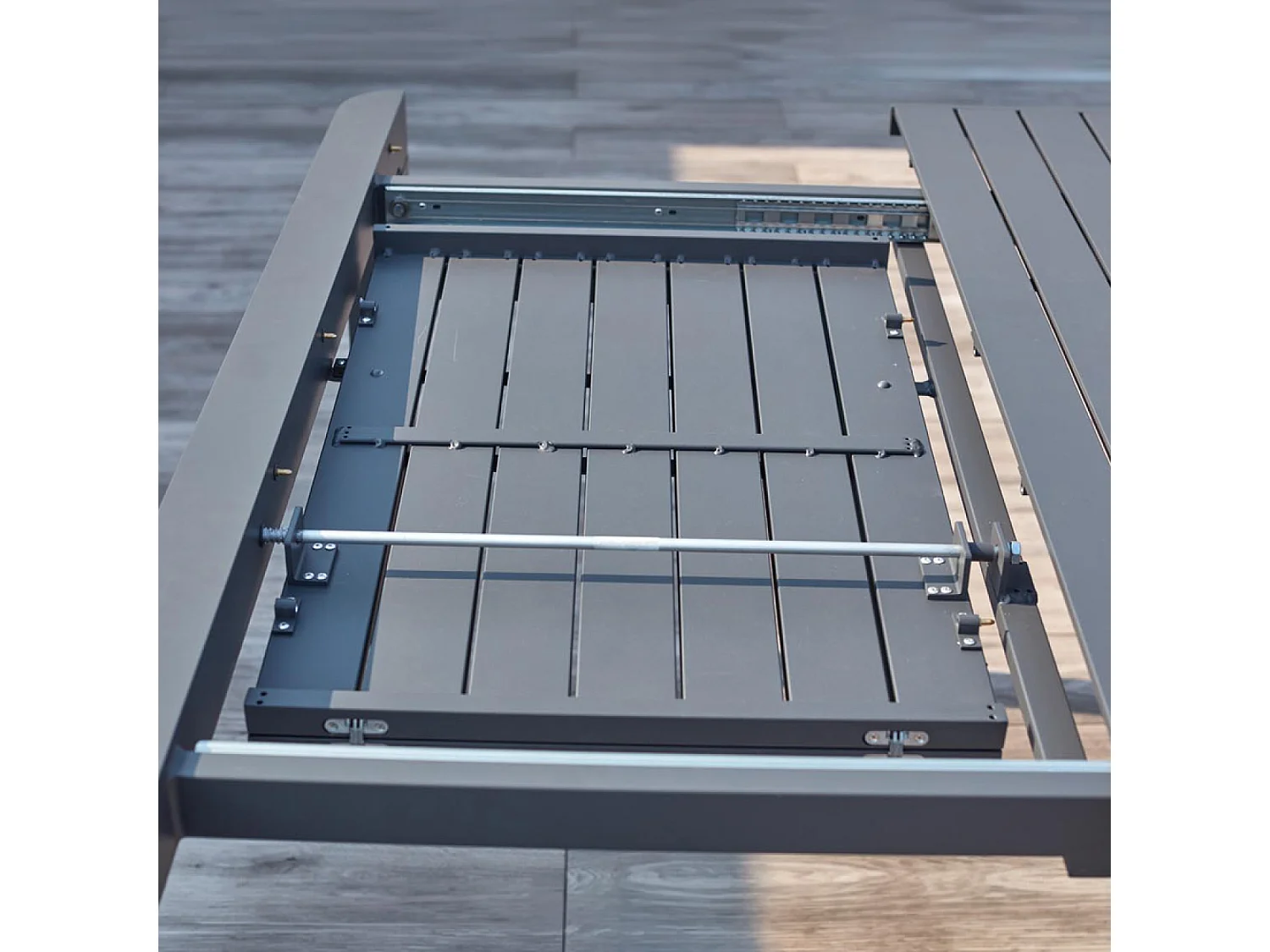 Uitschuifbare aluminium tuinset voor 6 tot 8 personen Donkergrijs FLORENCIA