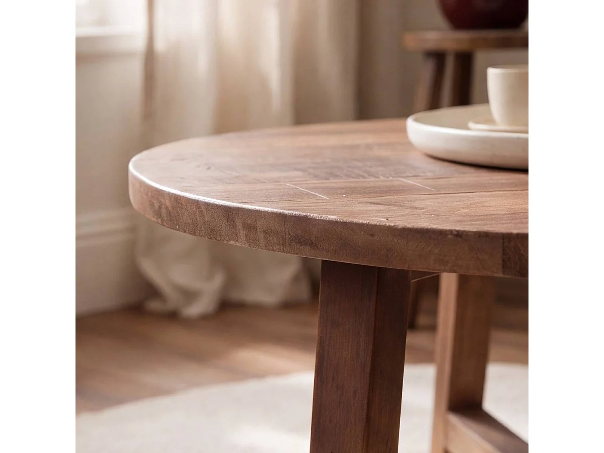 Table basse ronde en bois recyclé Indra