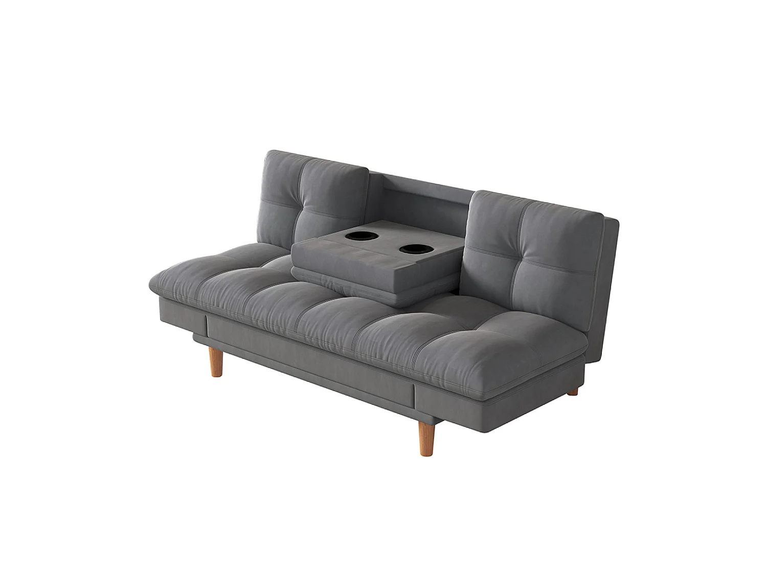 Canapé convertible 3 places en tissu matelassé gris foncé KALMAR
