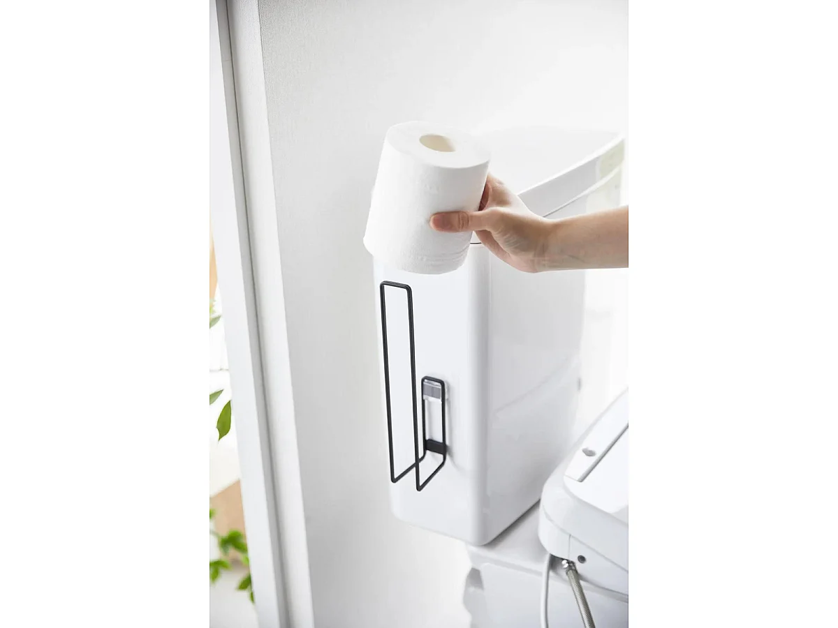 Uchwyt na papier toaletowy do łazienki z przyssawką - Czarny plastik H25 cm