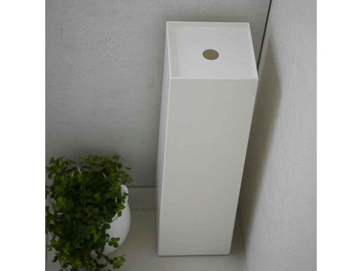 Portarrollos de papel higiénico de metal - H38,5 cm, Capacidad para 3 Rollos, Blanco o Negro, Almacenamiento Oculto