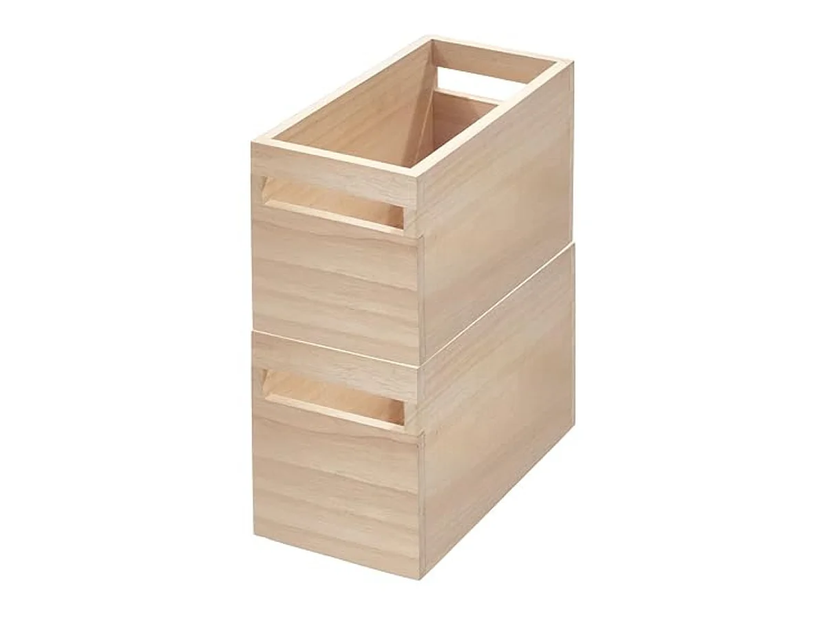 Bac de rangement en bois avec poignées H15,2 cm - OKA