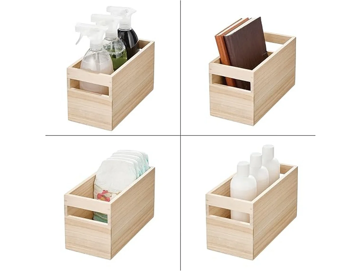 Bac de rangement en bois avec poignées H15,2 cm - OKA