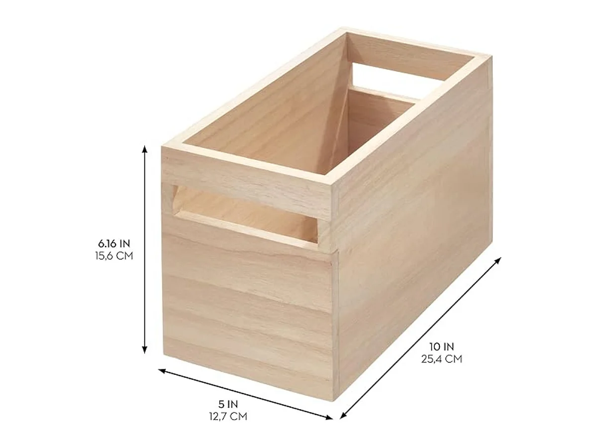 Bac de rangement en bois avec poignées H15,2 cm - OKA