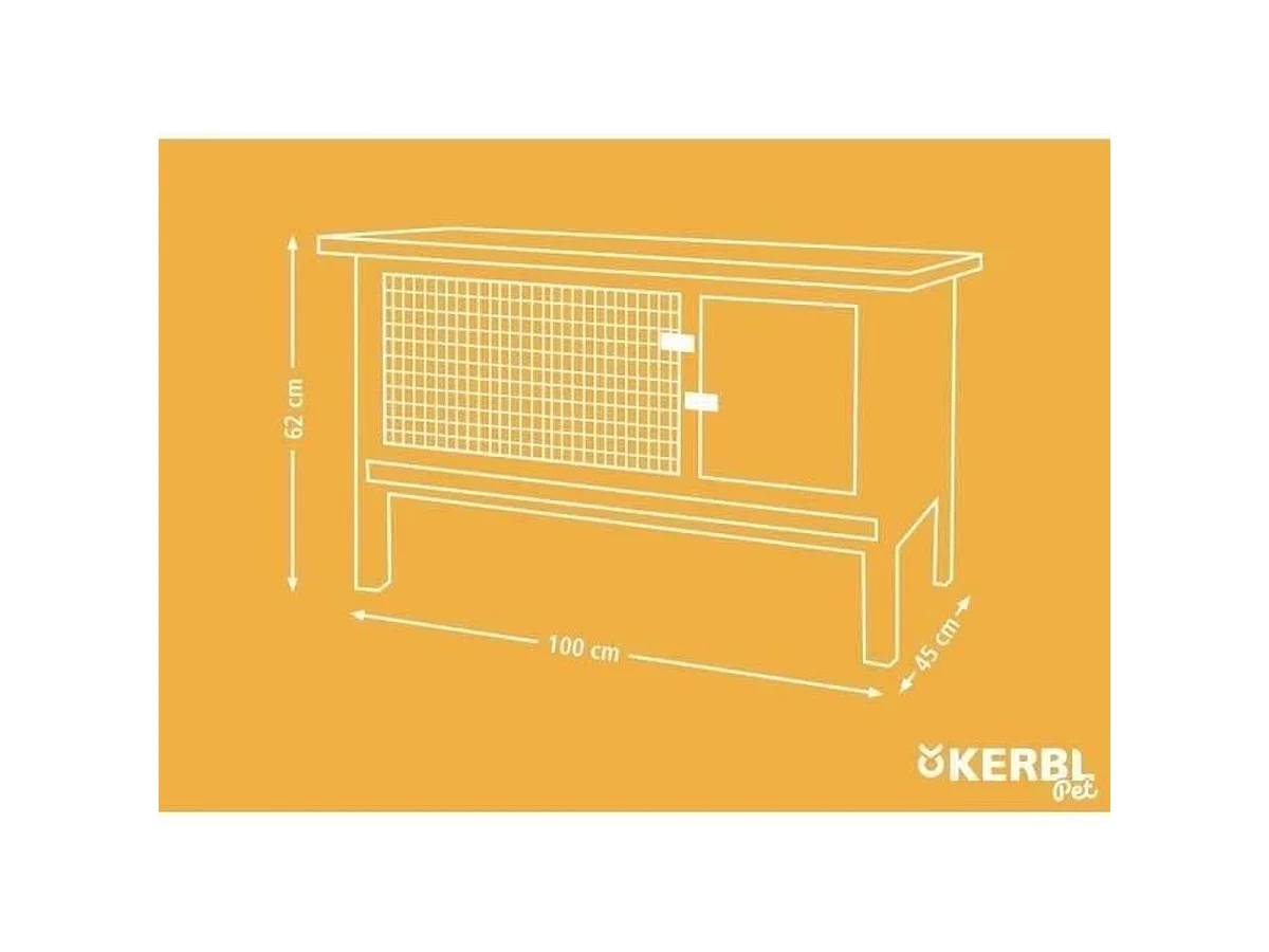Clapier extérieur KERBL Fred en bois pour lapins et rongeurs 100x45x62 cm
