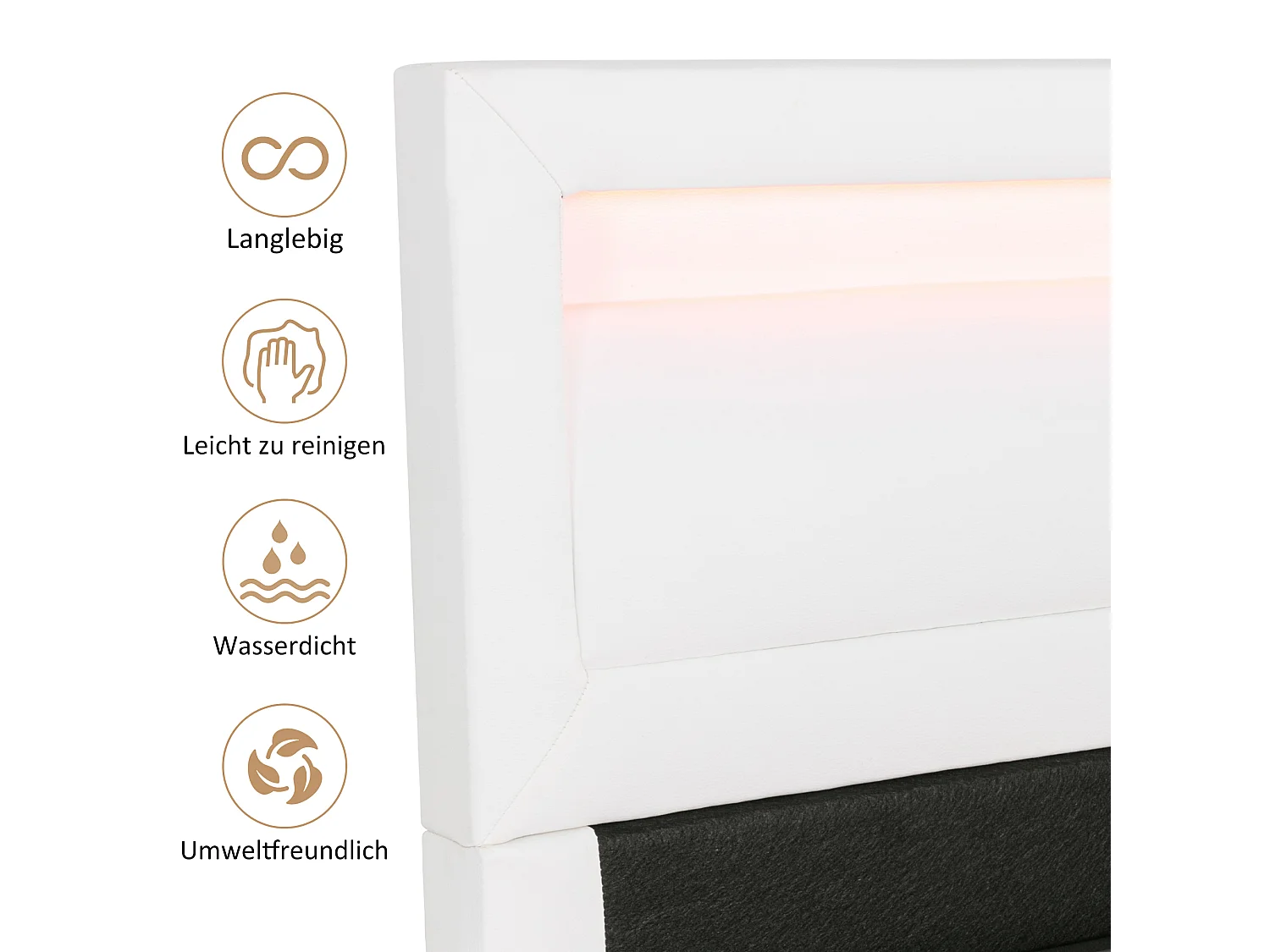 Lit coffre 140x200cm avec led et rangement tete de lit lumineuse blanc similicuir - Sweiko