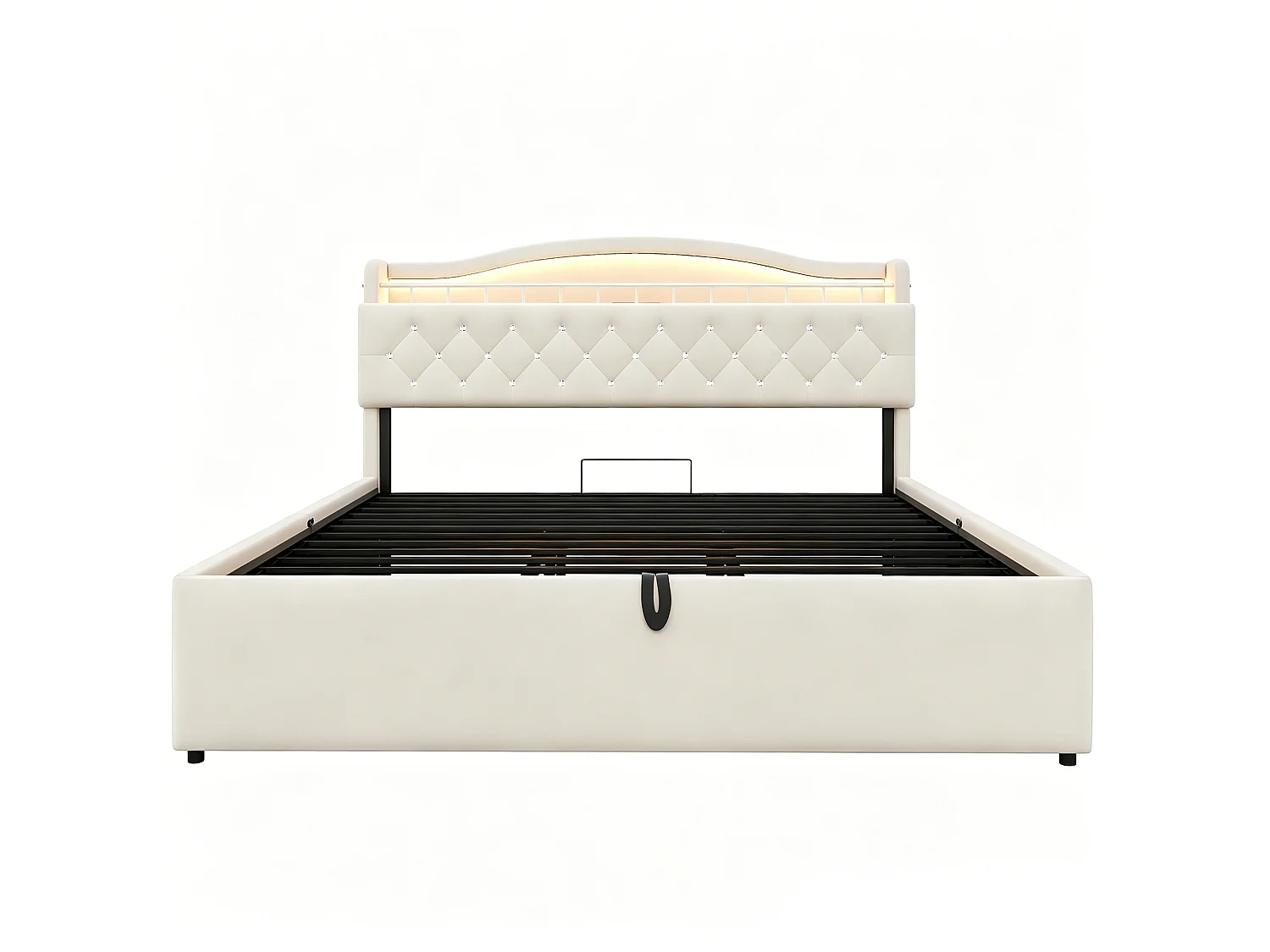 Lit coffre 180x200 cm velours avec led usb beige - Sweiko