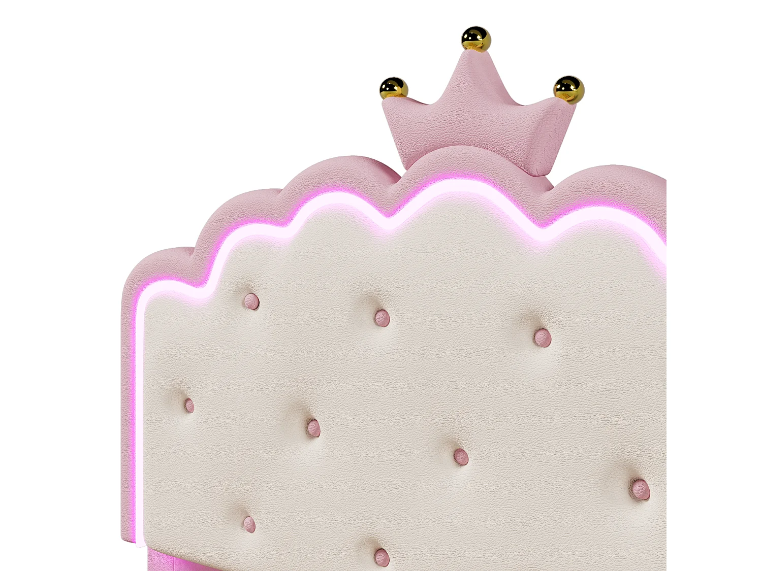 Lit coffre 140x200cm avec sommier à lattes sans matelas led ambiant forme princesse hydraulique rangement pu rose - Sweiko
