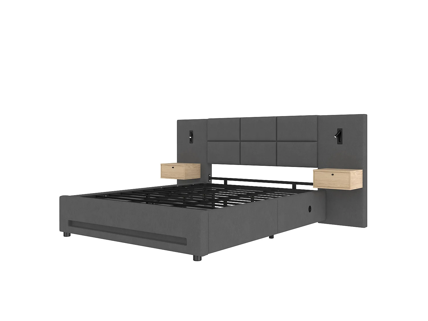 Lit coffre 180 x 200 cm tête de lit velours tiroirs led usb-c rangement hydraulique métal 200 kg - Sweiko