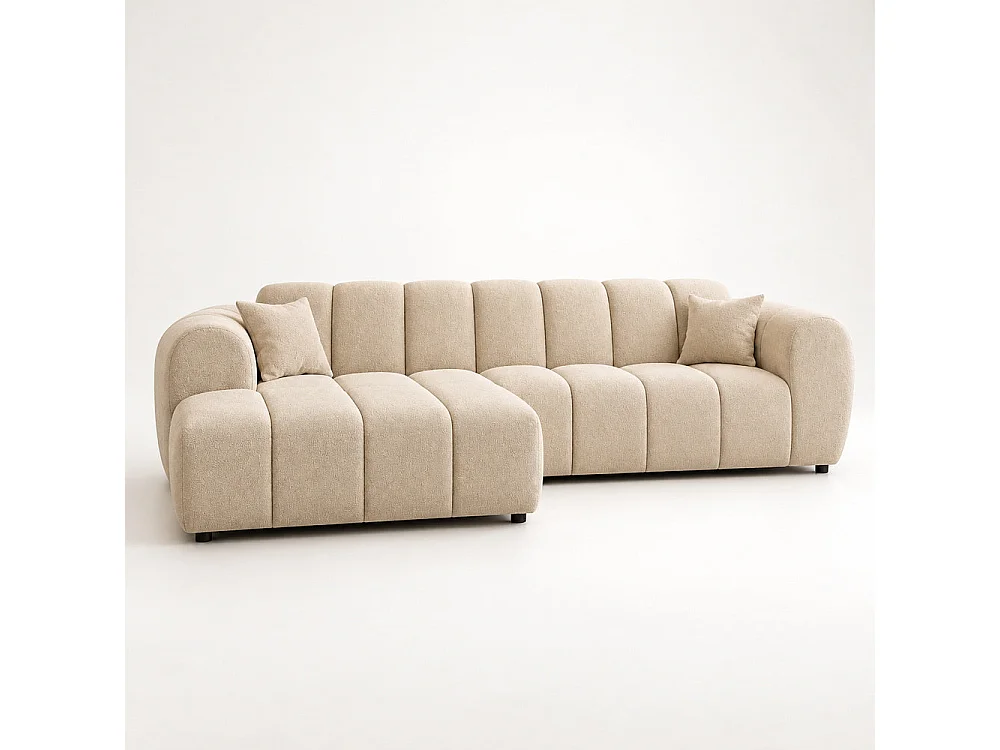 Canapé d'angle gauche en tissu Cremona beige 270 x 156 cm – Astrus