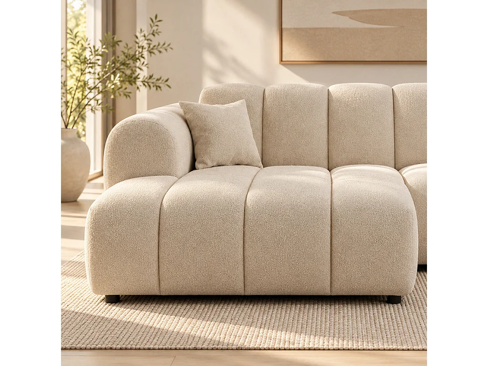 Canapé d'angle gauche en tissu Cremona beige 270 x 156 cm – Astrus