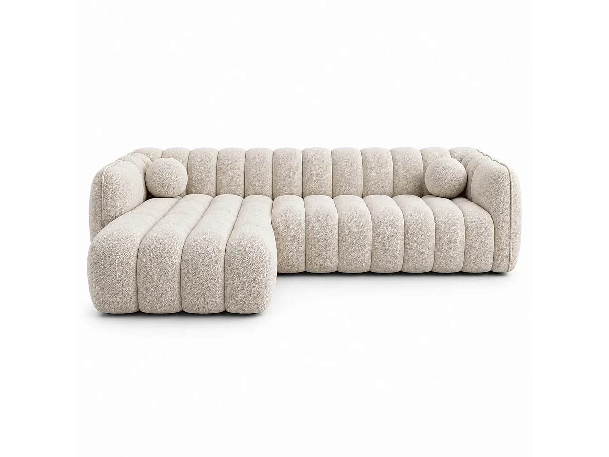Canapé d'angle gauche en tissu Cremona beige 315 x 175 cm – Mirage
