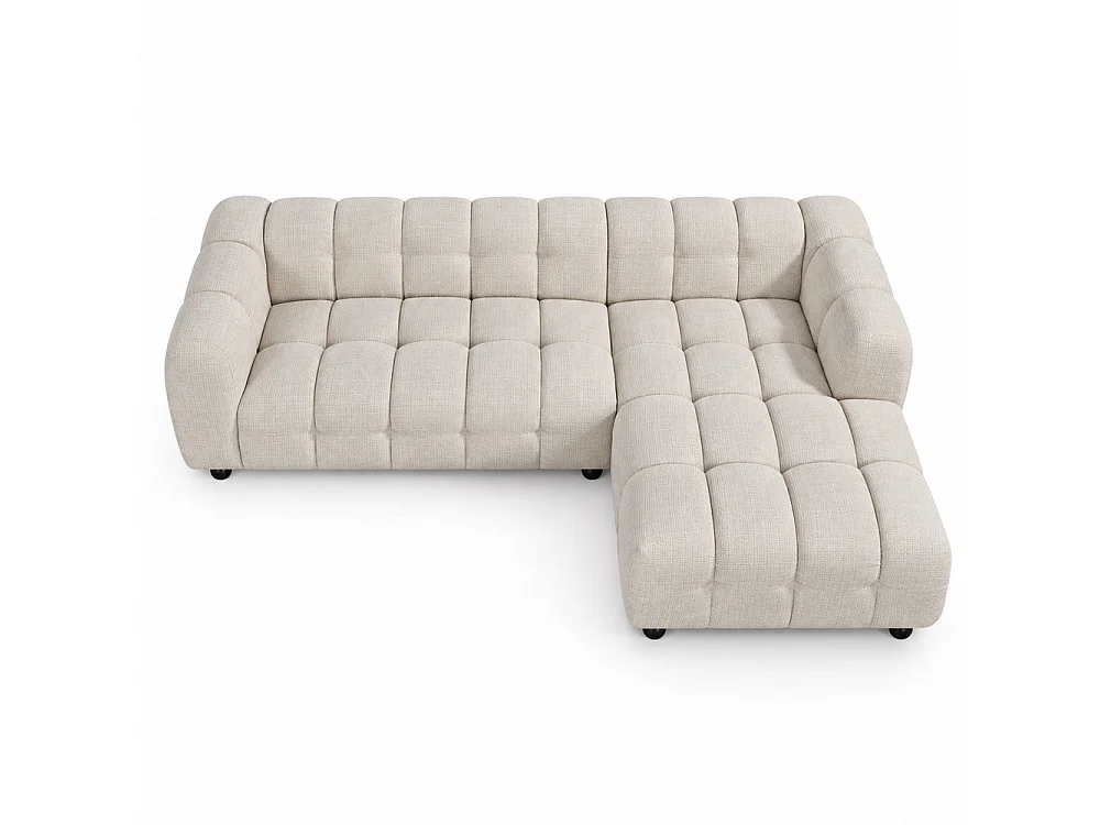 Canapé d'angle droit en tissu Cremona beige 278 x 168 cm – Monaco