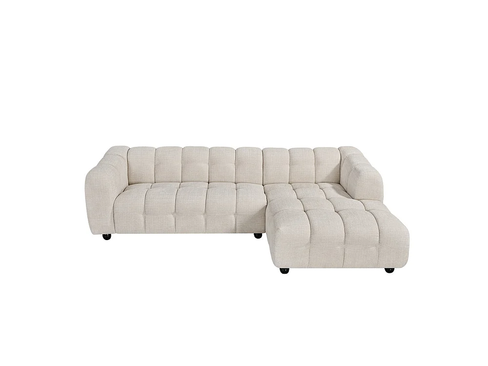 Canapé d'angle droit en tissu Cremona beige 278 x 168 cm – Monaco