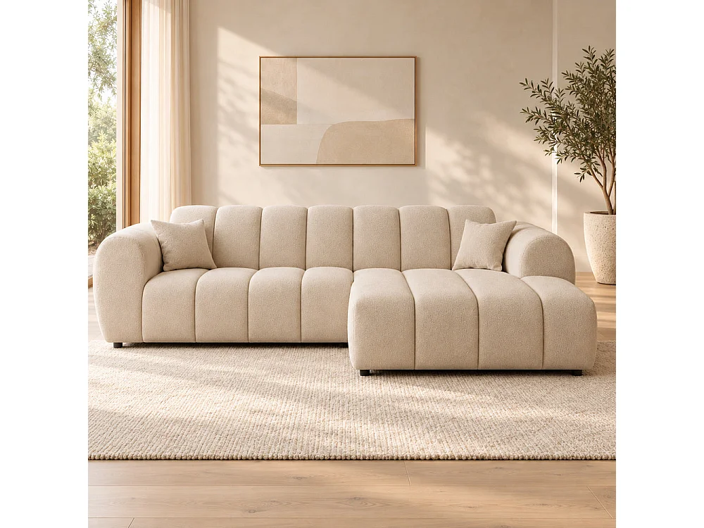 Canapé d'angle droit en tissu Cremona beige 270 x 156 cm – Astrus